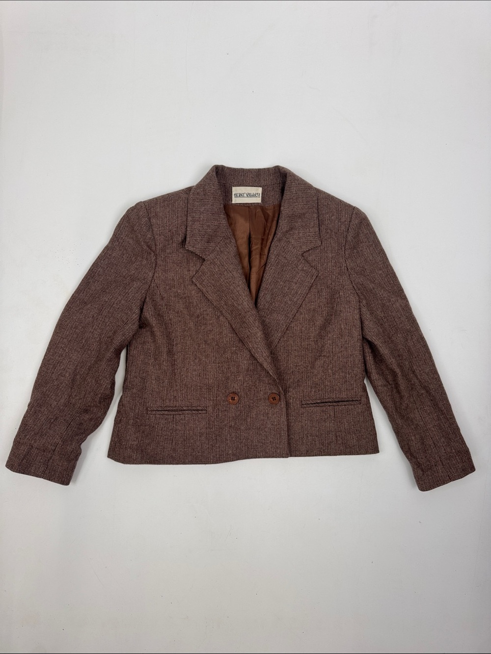 Vintage Hunt Valley Wool Blend cropped double-breasted Blazer
